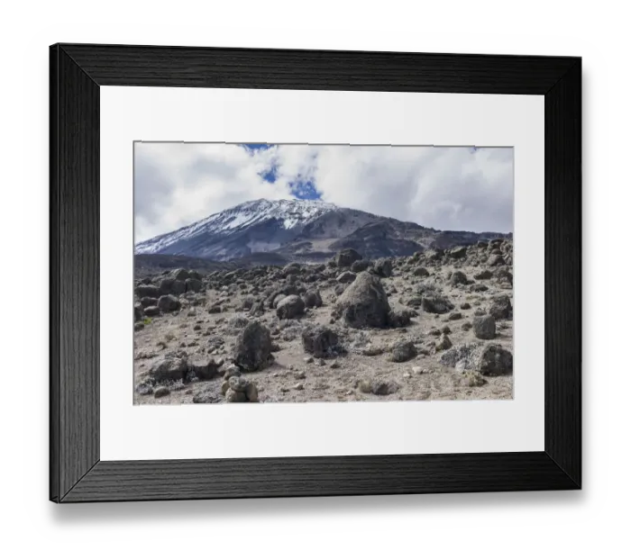 Framed Print : View of Kibo peak and summit of Mount Kilimanjaro from Northern Circuit route, Kilimanjaro Region, Tanzania