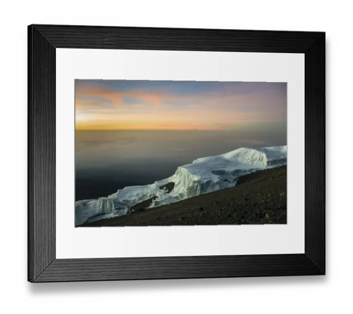 Framed Print : Scenic sunrise view of glaciers at Uhuru Peak, Kibo, Mount Kilimanjaro, Kilimanjaro Region, Tanzania Framed Print : Scenic sunrise view of glaciers at Uhuru Peak, Kibo, Mount Kilimanjaro, Kilimanjaro Region, Tanzania