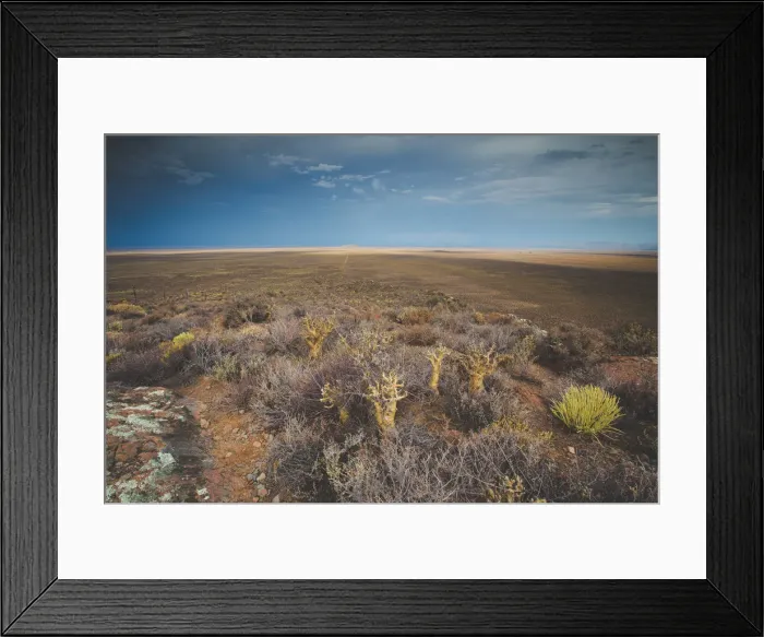 Framed Print : Panoramic views over the Tankwa Karoo Desert with dramatic thunderclouds in the sky Framed Print : Panoramic views over the Tankwa Karoo Desert with dramatic thunderclouds in the sky