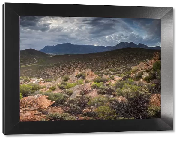 Panoramic wide angle landscape photos of the Brandwaght mountains in Worcester South Africa