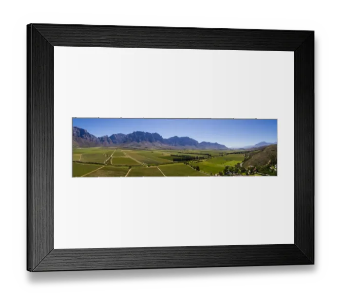 Framed Print : Aerial photo over the bright green vineyards of the Slanghoek valley near Worcester in the Western Cape of south Africa Framed Print : Aerial photo over the bright green vineyards of the Slanghoek valley near Worcester in the Western Cape of south Africa
