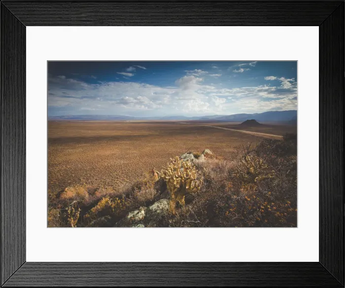 Framed Print : Panoramic views over the Tankwa Karoo Desert with dramatic thunderclouds in the sky Framed Print : Panoramic views over the Tankwa Karoo Desert with dramatic thunderclouds in the sky