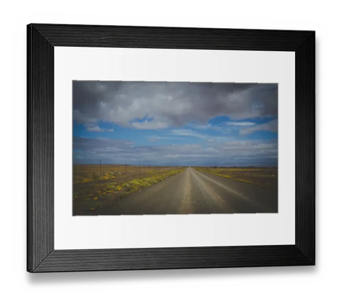 Framed Print : Wide angle view over the gravel road between Ceres and Calvinia through the Tankwa karoo Framed Print : Wide angle view over the gravel road between Ceres and Calvinia through the Tankwa karoo
