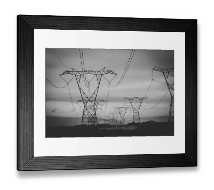 Framed Print : Close up image of overhead power lines sending electricity country wide Framed Print : Close up image of overhead power lines sending electricity country wide