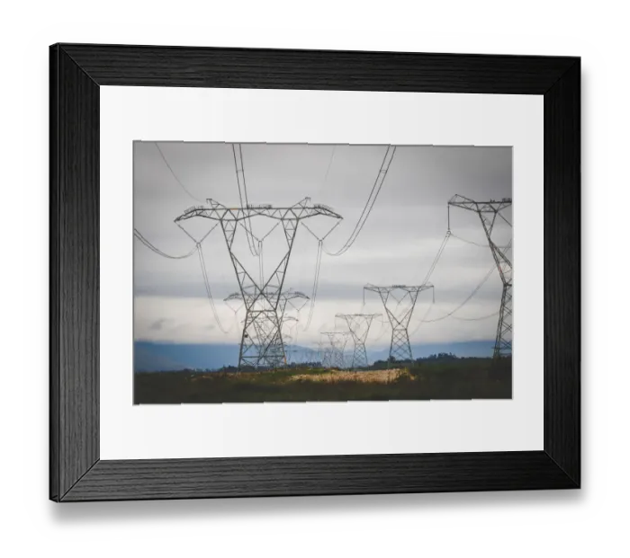 Framed Print : Close up image of overhead power lines sending electricity country wide Framed Print : Close up image of overhead power lines sending electricity country wide