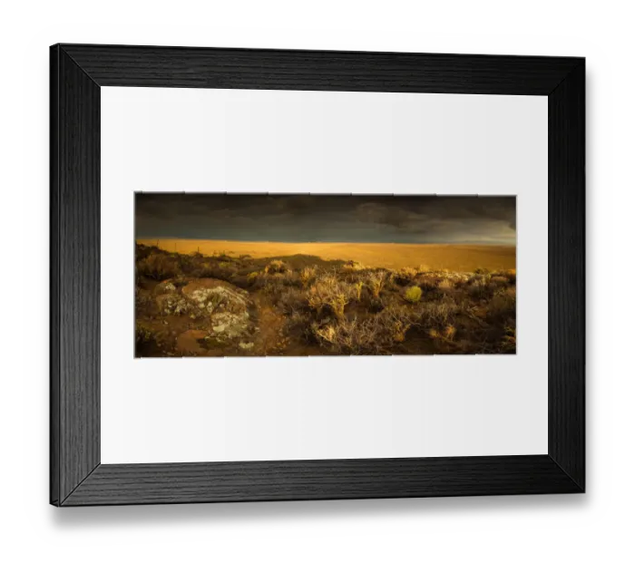 Framed Print : Panoramic views over the Tankwa Karoo Desert with dramatic thunderclouds in the sky Framed Print : Panoramic views over the Tankwa Karoo Desert with dramatic thunderclouds in the sky