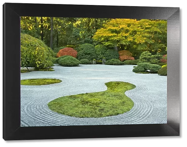Flat Garden from Pavilion, Portland Japanese Garden, Portland, Oregon, USA