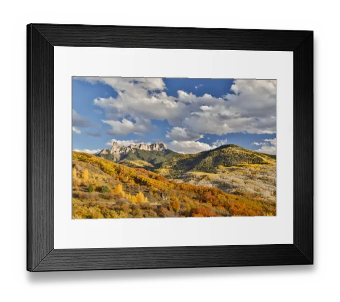Framed Print : Castle Rock and San Juan Mountains in Autumn, Ridgway, Colorado, USA Framed Print : Castle Rock and San Juan Mountains in Autumn, Ridgway, Colorado, USA