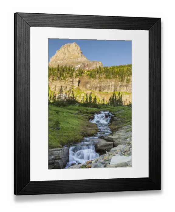 Framed Print : Landscape with Clements Peak and Logan Creek, Glacier National Park, Montana, USA Framed Print : Landscape with Clements Peak and Logan Creek, Glacier National Park, Montana, USA