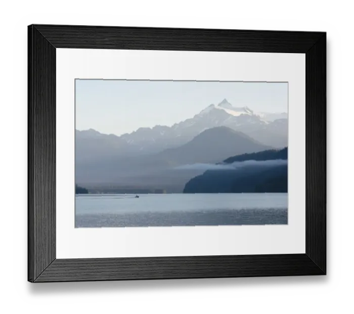Framed Print : Fishing boat on Baker Lake heading toward Mt. Shuksan, Washington State, USA Framed Print : Fishing boat on Baker Lake heading toward Mt. Shuksan, Washington State, USA