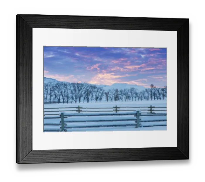 Framed Print : Wintertime sunrise at Hideout Ranch, Shell, Wyoming, USA Framed Print : Wintertime sunrise at Hideout Ranch, Shell, Wyoming, USA