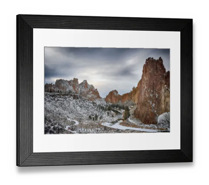 Framed Print : Crooked River and volcanic tuff formations in winter, Smith Rock State Park, Oregon, USA Framed Print : Crooked River and volcanic tuff formations in winter, Smith Rock State Park, Oregon, USA