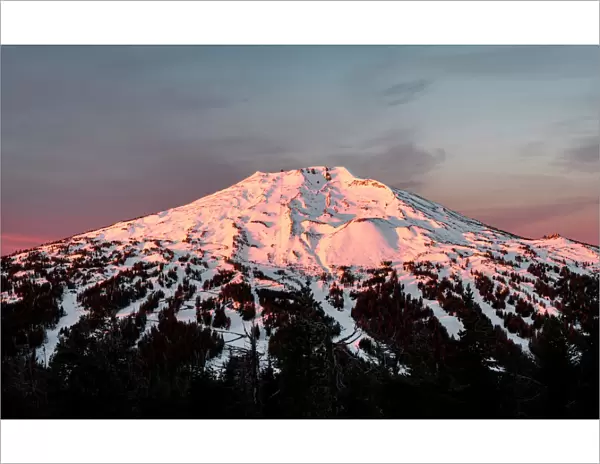 Mt Bachelor mountain peak at sunrise, Deschutes National Forest, Oregon, USA