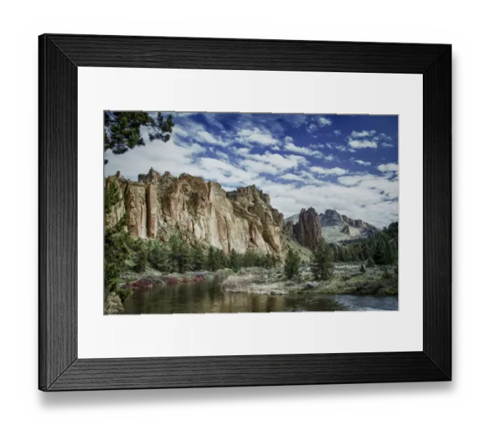 Framed Print : Crooked River and volcanic tuff formations, Smith Rock State Park, Oregon, USA