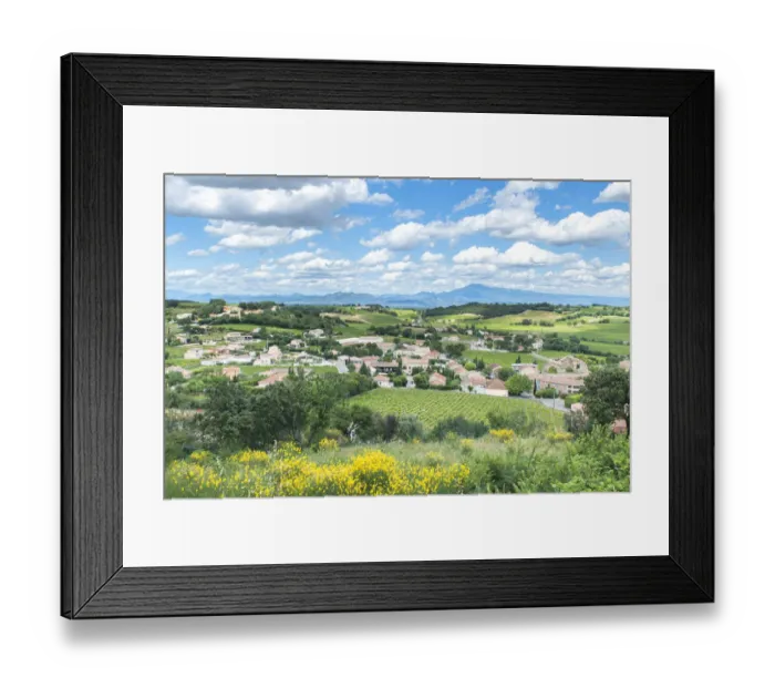 Framed Print : Landscape with village, Chateauneuf du Pape, France, Europe Framed Print : Landscape with village, Chateauneuf du Pape, France, Europe