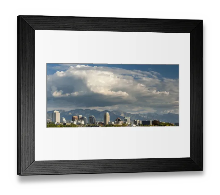 Framed Print : Salt Lake City below Wasatch Mountain Range, Utah, USA