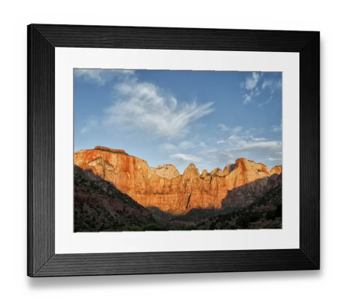 Framed Print : Sunrise warms Towers of Virgin, Zion National Park, Utah, USA Framed Print : Sunrise warms Towers of Virgin, Zion National Park, Utah, USA