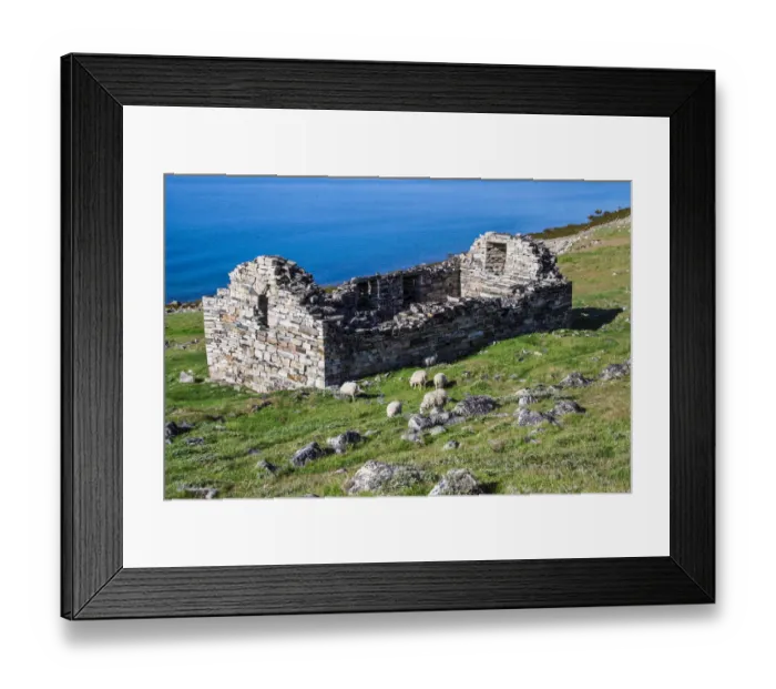 Framed Print : Ruins of 14th century church built by Vikings, Norsemen, Hvalsey, Greenland Framed Print : Ruins of 14th century church built by Vikings, Norsemen, Hvalsey, Greenland