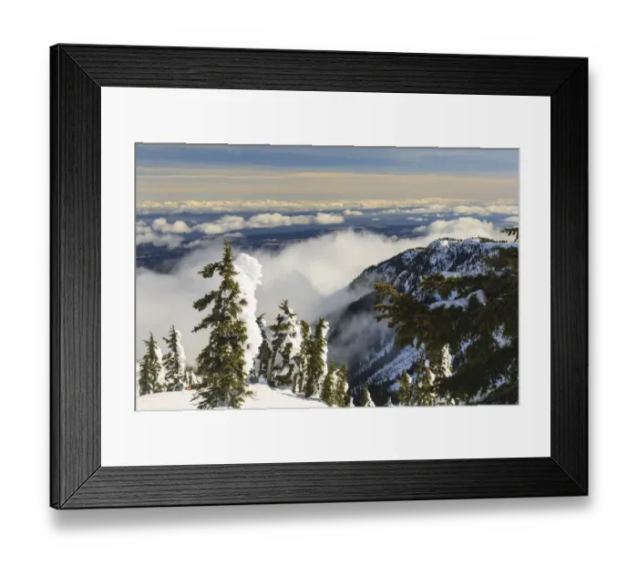 Framed Print : Beautiful landscape with clouds, Mt, Washington Ski Resort bordering Strathcona Provincial Park, Vancouver Island, British Columbia, Canada