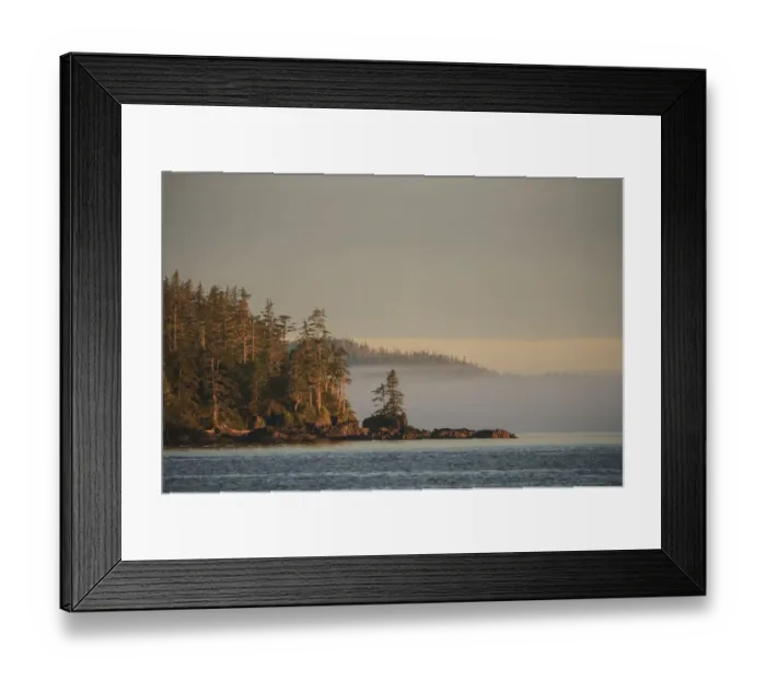 Framed Print : Foggy scene near Schooner Channel, Northern British Columbia, Canada
