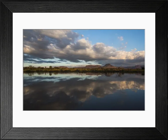 Framed Print : Cloud reflections in the Marataba River, Marataba Private Game Reserve, Limpopo, South Africa Framed Print : Cloud reflections in the Marataba River, Marataba Private Game Reserve, Limpopo, South Africa