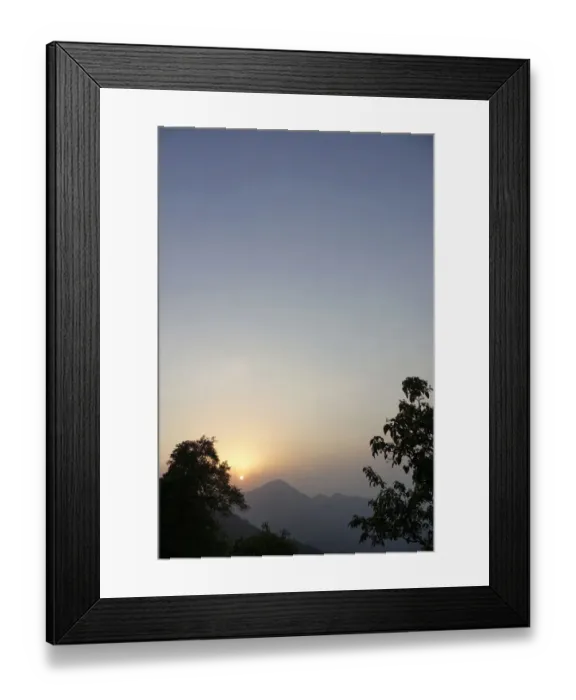 Framed Print : Sunset over the mountains in Mussoorie, a hill station in northern India Framed Print : Sunset over the mountains in Mussoorie, a hill station in northern India