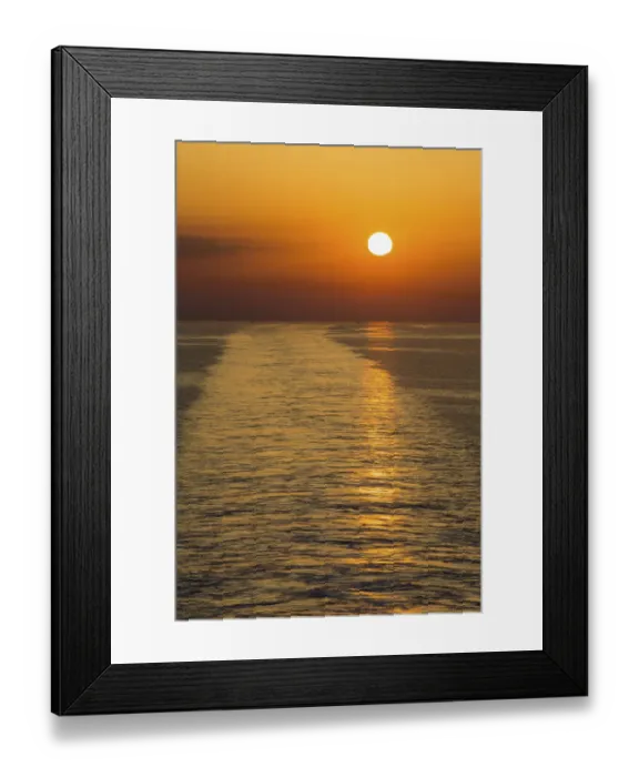 Framed Print : Landscape of a large boat wake on the ocean at sunset - Venice Euorpe Framed Print : Landscape of a large boat wake on the ocean at sunset - Venice Euorpe