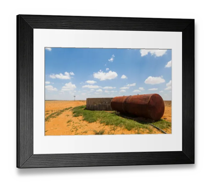 Framed Print : The dry and arid landscape in the Free state has very red  /  orange soil, not far from Boshoff