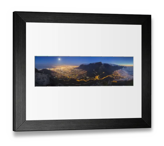 Framed Print : Panoramic full moon view of City Bowl, Cape Town, Western Cape Province, South Africa at night Framed Print : Panoramic full moon view of City Bowl, Cape Town, Western Cape Province, South Africa at night