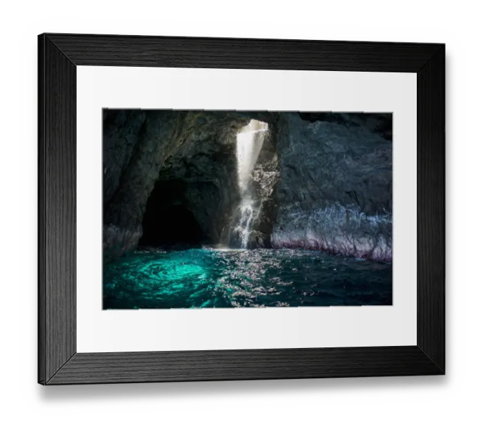 Framed Print : Waiahuakua sea cave explored on boat tour of Na Pali Coast, Kauai, Hawaii, USA Framed Print : Waiahuakua sea cave explored on boat tour of Na Pali Coast, Kauai, Hawaii, USA