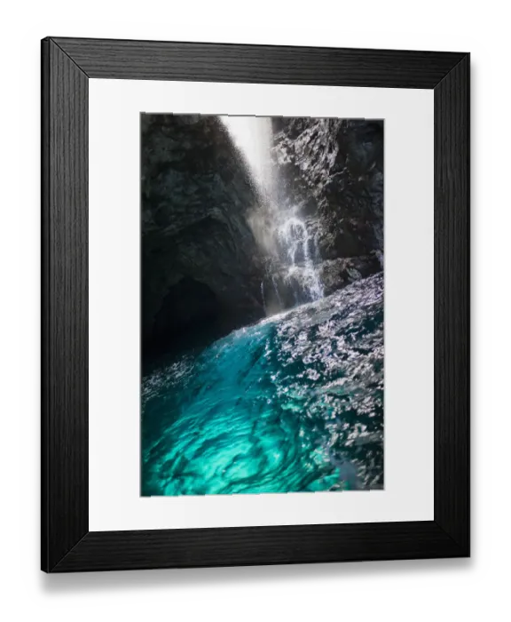 Framed Print : Waiahuakua sea cave explored on boat tour of Na Pali Coast, Kauai, Hawaii, USA