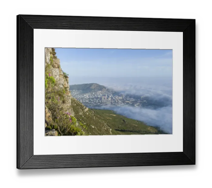 Framed Print : View of clouds rolling over downtown from Devils Peak, Table Mountain National Park, Cape Town, Western Cape Province, South Africa Framed Print : View of clouds rolling over downtown from Devils Peak, Table Mountain National Park, Cape Town, Western Cape Province, South Africa