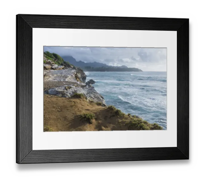 Framed Print : Shipwreck Beach leads to the Makawehi Lithified Cliffs, Kauai, Hawaii, USA Framed Print : Shipwreck Beach leads to the Makawehi Lithified Cliffs, Kauai, Hawaii, USA