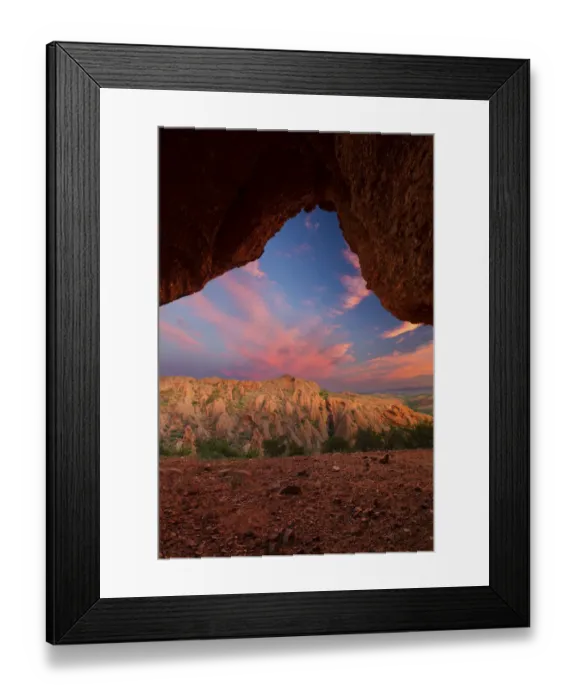 Framed Print : Red rock mountain with arch sunset with clouds near Calitzdorp in South Africa Framed Print : Red rock mountain with arch sunset with clouds near Calitzdorp in South Africa