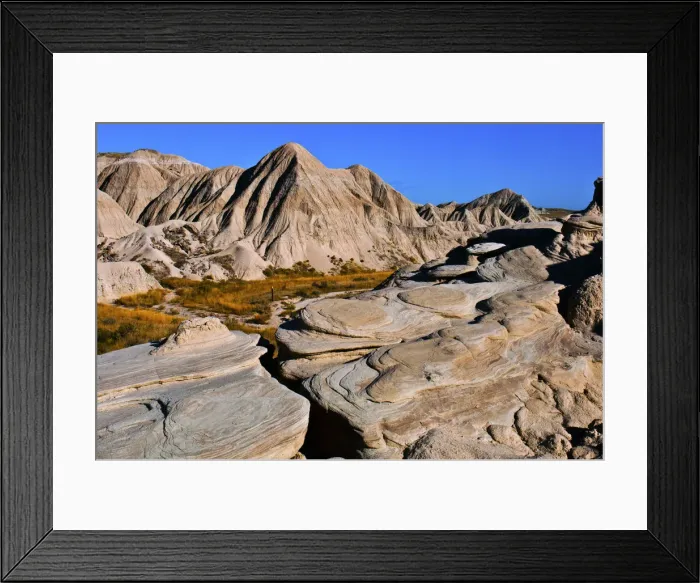 Framed Print : Swirling rock patterns at Toadstool Geologic Park, Nebraska, USA Framed Print : Swirling rock patterns at Toadstool Geologic Park, Nebraska, USA