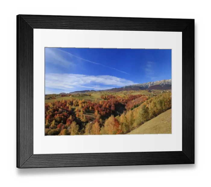Framed Print : Autumn landscape of hills and mountain range in background, Piatra Craiului National Park, Magura, Carpathian Mountains, Brasov, Brasov County, Transylvania, Romania Framed Print : Autumn landscape of hills and mountain range in background, Piatra Craiului National Park, Magura, Carpathian Mountains, Brasov, Brasov County, Transylvania, Romania