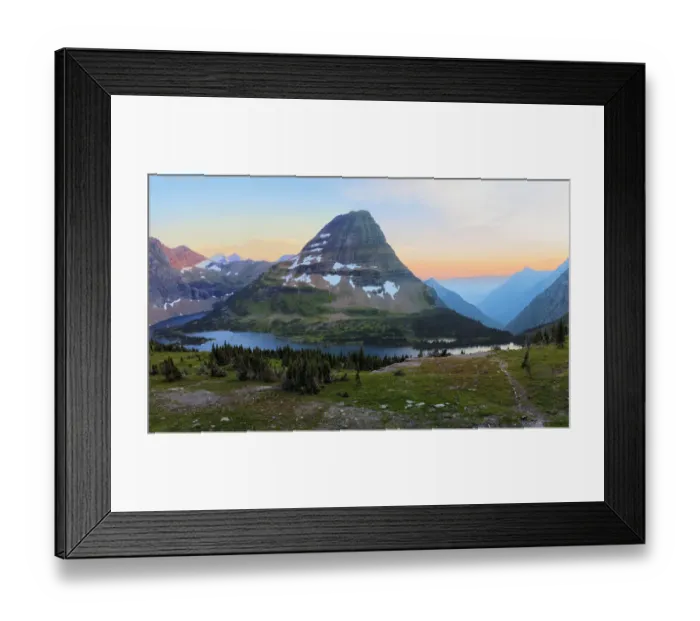 Framed Print : Landscape of Glacier National Park with Bearhat Mountain and Hidden Lake at sunset, Montana, USA Framed Print : Landscape of Glacier National Park with Bearhat Mountain and Hidden Lake at sunset, Montana, USA