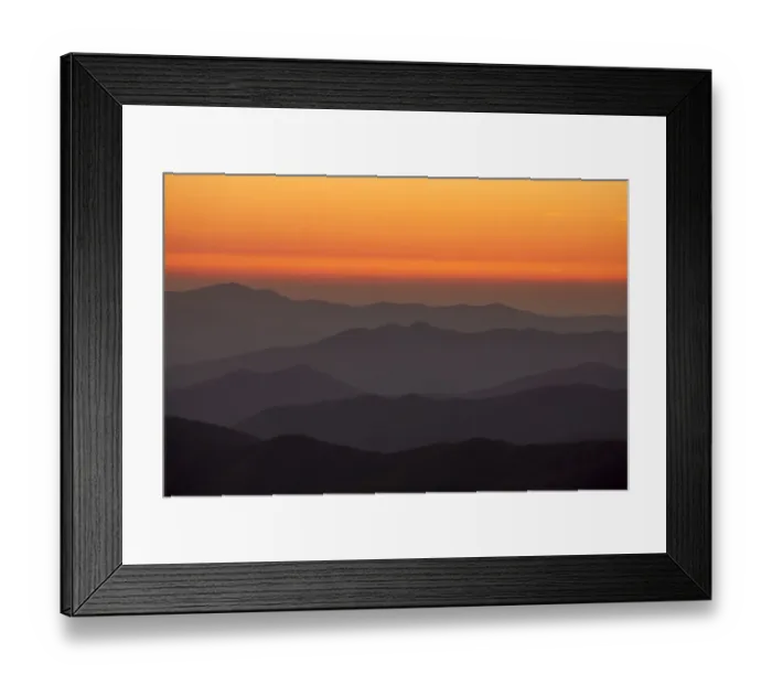 Framed Print : Sunset in mountains at Clingmans Dome, Great Smoky Mountain National Park, Tennessee, USA