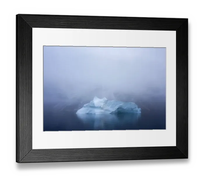Framed Print : Iceberg in dense fog, King Oscar Fjord, Greenland National Park, Denmark