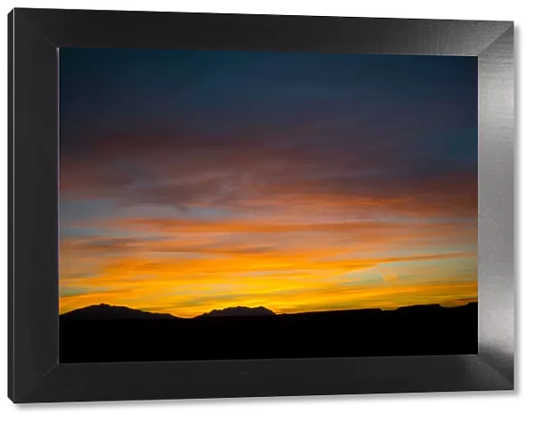 Sunrise over Henry Mountains seen from Studhorse Ridge, Grand Staircase Escalante, Utah, USA