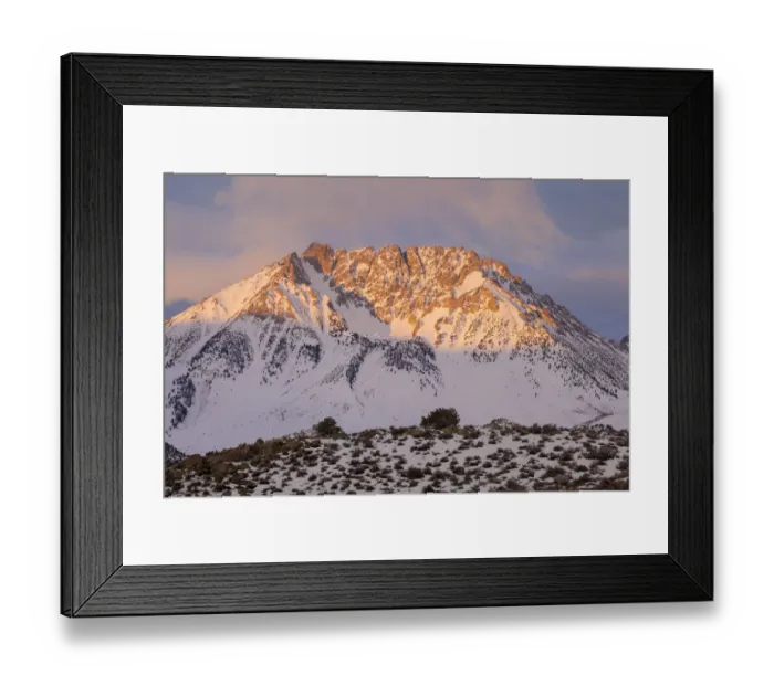 Framed Print : Sunrise on Basin Mountain, Sierra Nevada Range, California, USA