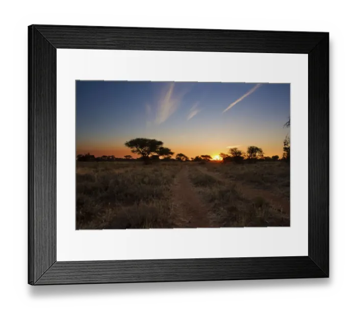 Framed Print : A road leading to the sunset - Kimberley South Africa Framed Print : A road leading to the sunset - Kimberley South Africa