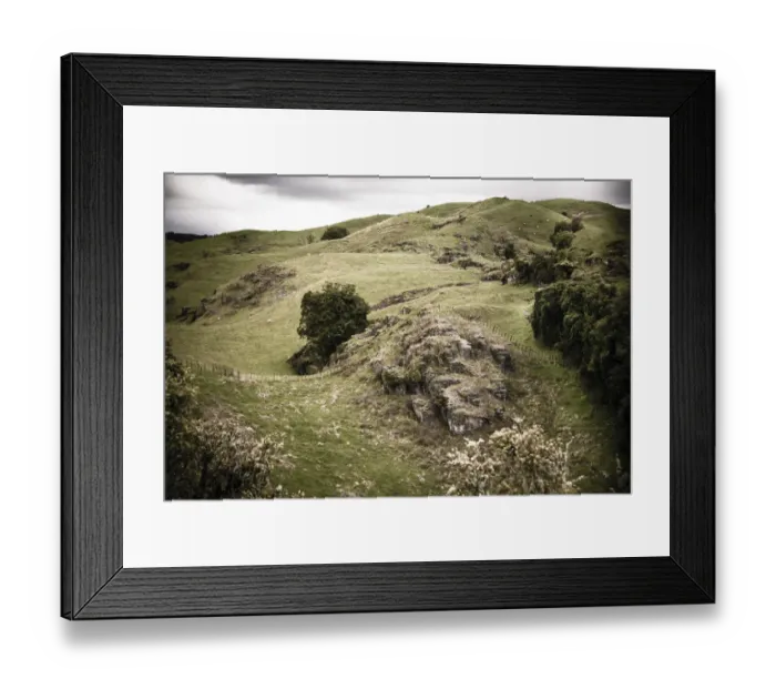 Framed Print : color image, photography, farm, grass, lush foliage, rural scene, landscape, rock formation Framed Print : color image, photography, farm, grass, lush foliage, rural scene, landscape, rock formation