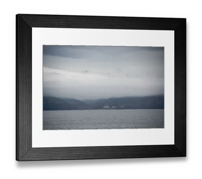 Framed Print : color image, photography, wind power, wind turbine, power station, fog, landscape Framed Print : color image, photography, wind power, wind turbine, power station, fog, landscape