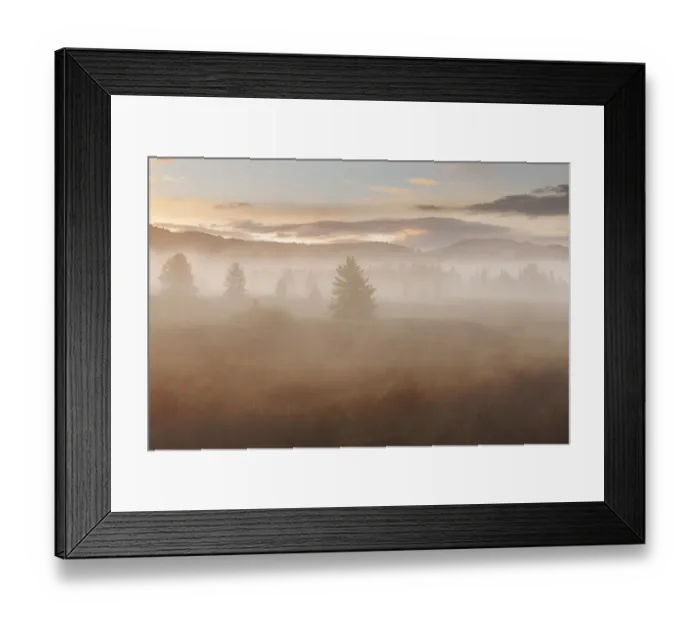 Framed Print : Foggy landscape of Grand Teton National Park at sunrise, Wyoming, USA Framed Print : Foggy landscape of Grand Teton National Park at sunrise, Wyoming, USA