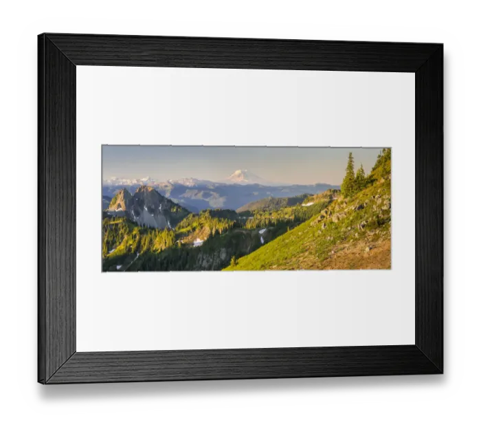 Framed Print : Panorama of Mt. Adams, Goat Rocks and Double Peak seen from Tamanos Mountain at Mt. Rainier National Park, Washington State, USA Framed Print : Panorama of Mt. Adams, Goat Rocks and Double Peak seen from Tamanos Mountain at Mt. Rainier National Park, Washington State, USA