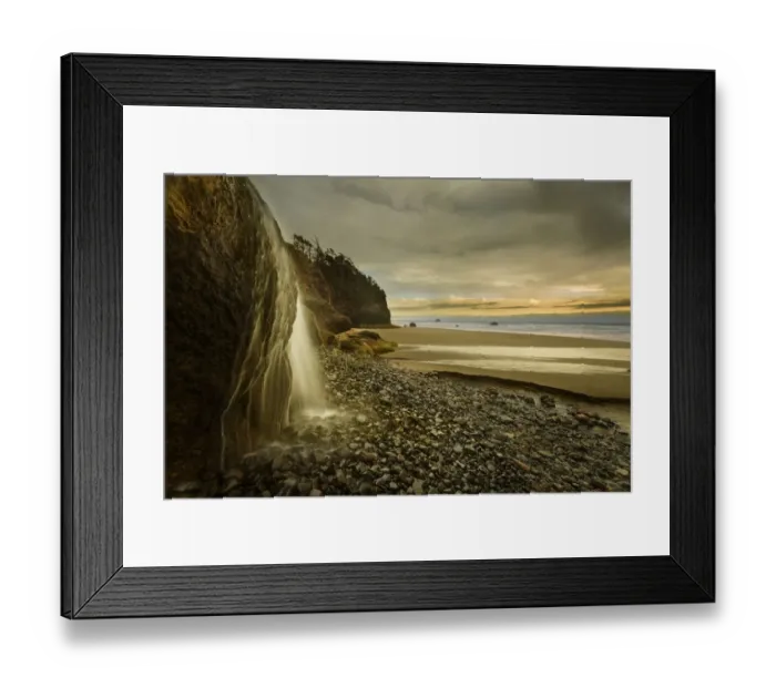 Framed Print : Hug Point Falls flows onto beach, Hug Point State Park, Oregon, USA