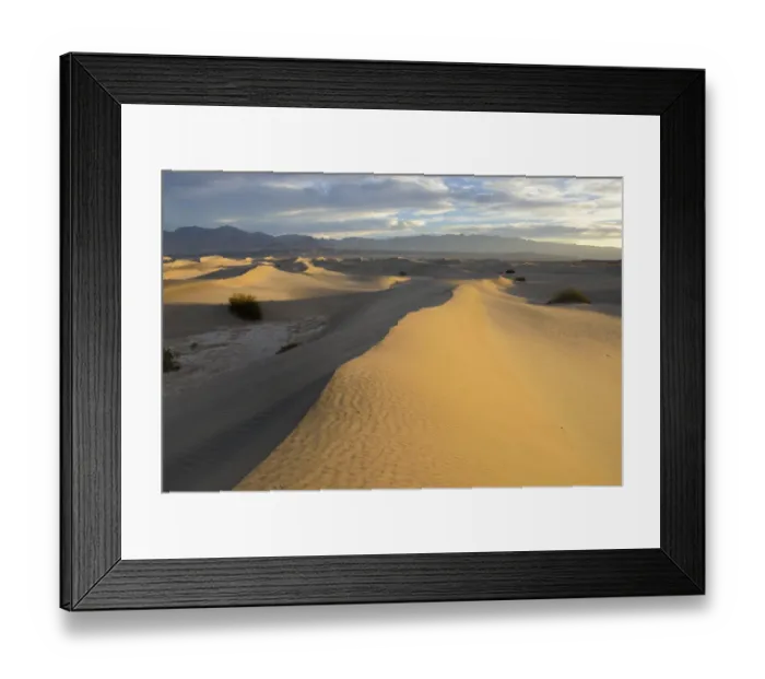 Framed Print : Landscape with Mesquite Flat Sand Dunes at sunrise, Death Valley National Park, California, USA