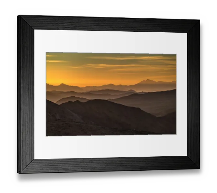 Framed Print : Scenic landscape with mountain ridges at sunrise, Death Valley National Park, California, USA