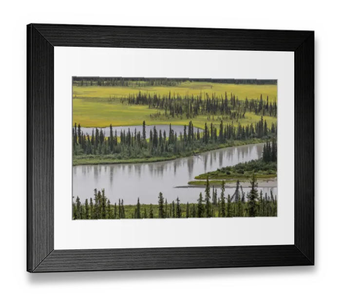 Framed Print : Landscape with Nenana River Valleyand and pond, Alaska, USA
